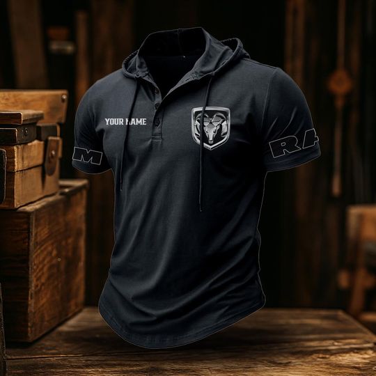 Ram Trucks Truck Classic Men's Sports Fitness Hooded Short Sleeved