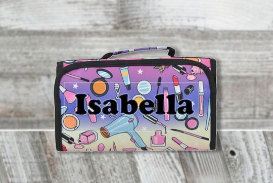 Makeover Print Canvas Roll Up Cosmetic Clutch Cosmetic Organizer Makeup Bag Teen Girl Gifts