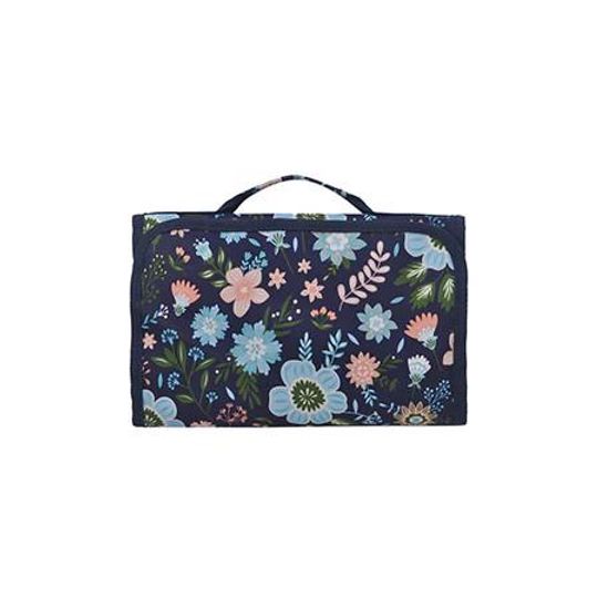 Floral Print Canvas Hanging Roll Up Makeup Bag, Custom Cosmetic Bag, Cosmetic Holder