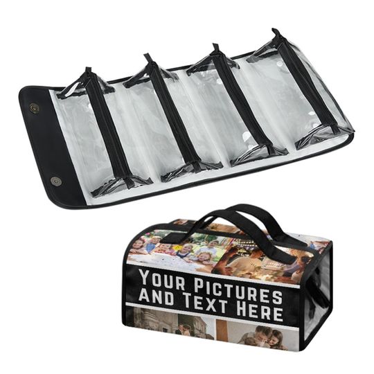 Custom Travel Toiletry Bag with 4 Clear Detachable Compartments Roll Up Makeup Bag