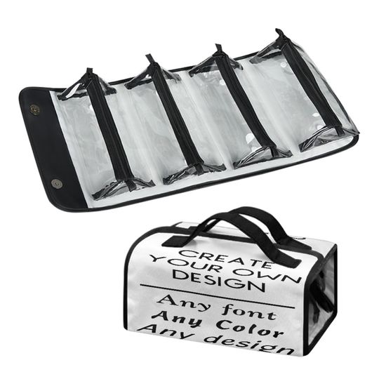 Custom Travel Toiletry Bag with 4 Clear Detachable Compartments Roll Up Makeup Bag