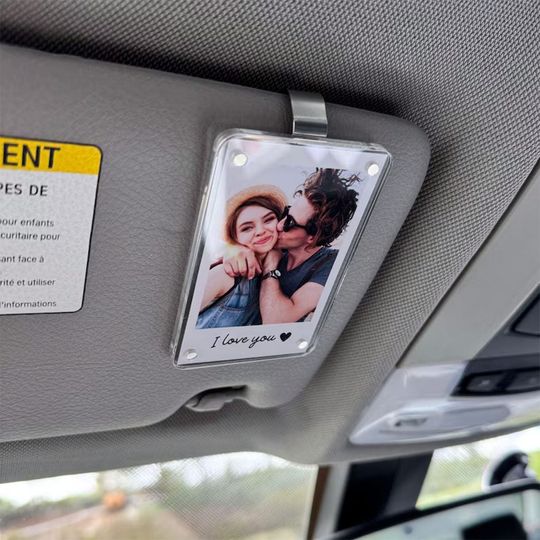 Personalized Photo Car Visor Clip - Custom Sun Visor Decoration for Cars, Couples Gift, Wallet Photo Holder