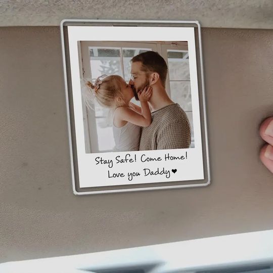Custom Dad Photo Car Visor Clip, Father's Day Gift for Dad, Drive Safe Sun Visor Accessory