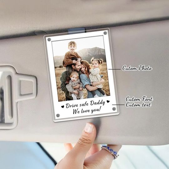 Custom Photo Car Visor Clip for Dad and Grandpa - Personalized Father's Day Gift