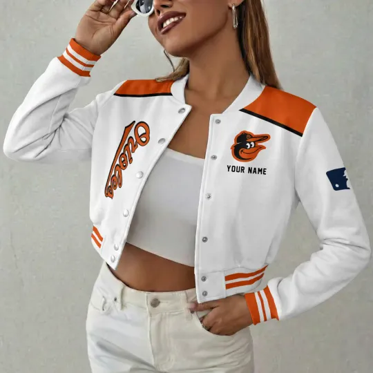 Baltimore Orioles Women’s Cropped Varsity Jacket