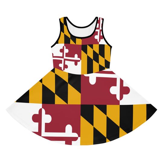 Maryland State Flag Girls' Sundress, Summer Dress, Vacation Outfit, Birthday Gift, Toddler Dress, Party Apparel