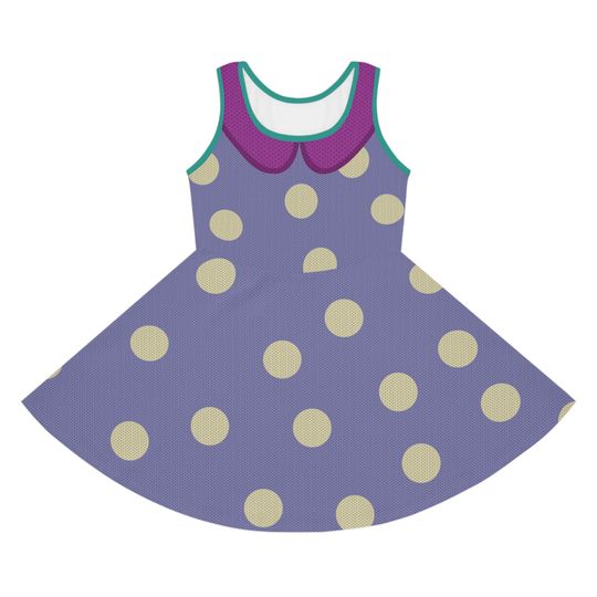 Envy Style Toddler and Girls' Sundress Inspired by Inside Out 2, Purple and Yellow Polka Dots