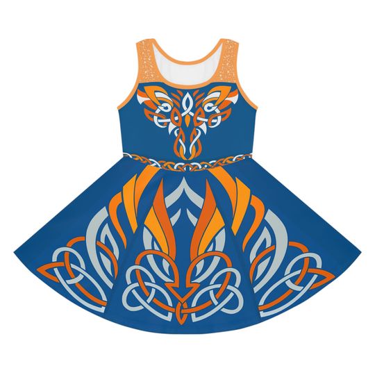 Girls Irish Dancing Dress for St. Patrick's Day, Wiggles-Inspired Celtic Knot Sundress, Step Dancing Outfit