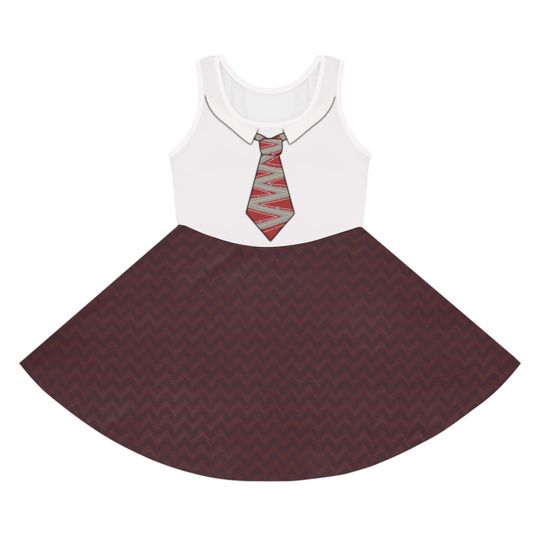 Toddler and Girls' Sleeveless Sundress Inspired by Inside Out 2 Zig Zag Tie Chevron