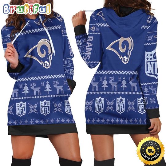 football Los Angeles Rams Hoodie Dress Christmas Print 3D Hoodie Women