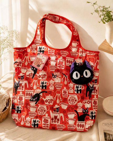 Black Cat Japanese Kawaii Tote Bag