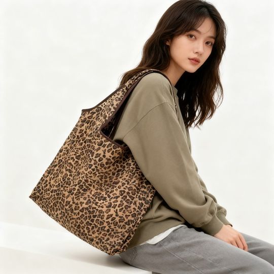 Leopard Print Tote Bag for Shopping Travel Work