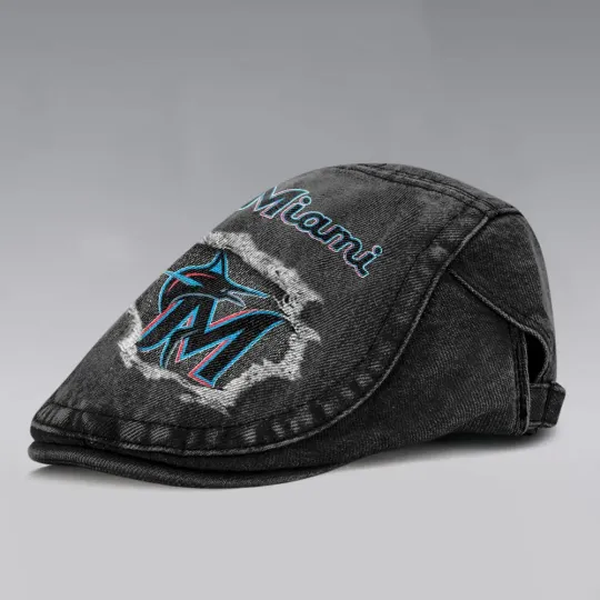 Miami Marlins Casual Adjustable Newsboy Cap