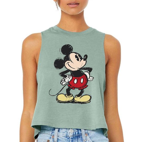 Classic Mick Watercolor - Crop Racerback Tank, Disneyworld Happiest Place on Earth, Disneyworld Shirt, Trip Shirt
