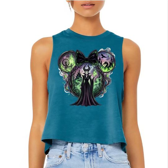 Maleficent Min Ears - Crop Racerback Tank, Sleeping Beauty Shirt, Villain Maleficent, Girl Trip, Witch Birthday Girl