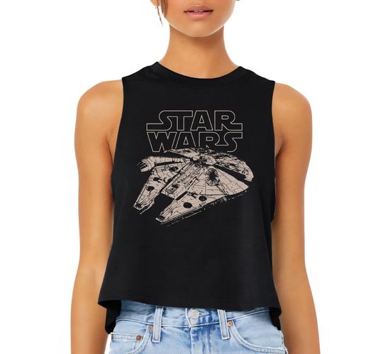 Star Wars Millennium Falcon - Racerback Crop Top Tank BC, Vintage Star Wars Retro Star Wars Shirt, Cute Star Wars Fan Gift, Galaxy Edge tee