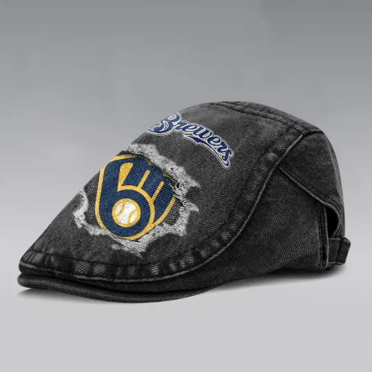 Milwaukee Brewers Casual Adjustable Newsboy Cap