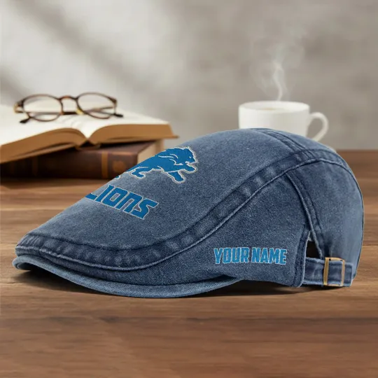 Detroit Lions Casual Adjustable Newsboy Cap