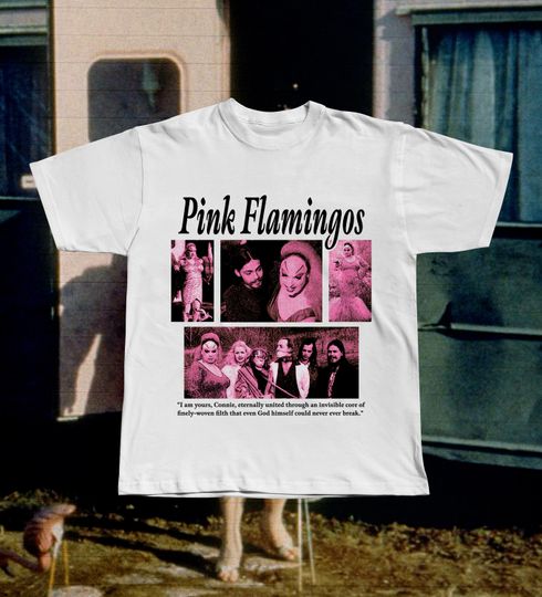 Pink Flamingos Graphic T-Shirt with John Waters Cult Film Design