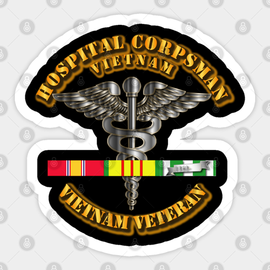 Navy - Hospital Corpsman w Vietnam SVC Ribbons - Marines - Sticker
