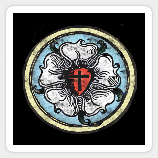 Luther Rose Martin Luther Distressed Lutheran - Luther Rose - Sticker