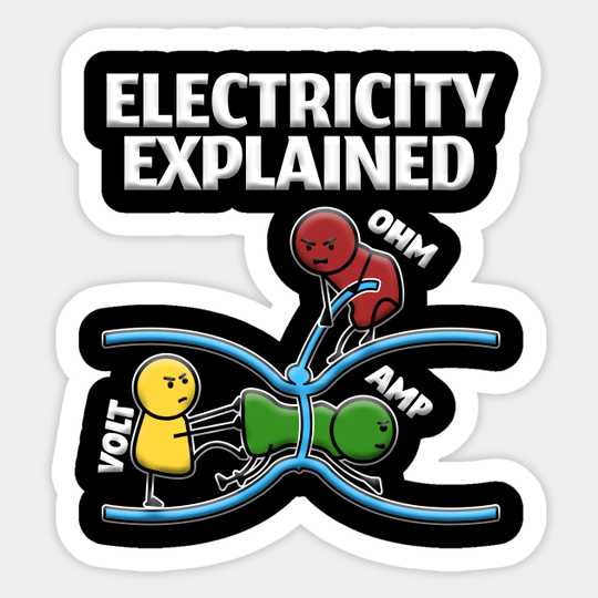 Discover Funny Electrician Design Explains Electricity - Electricity - Sticker