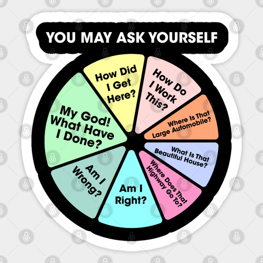 You May Ask Yourself - Once In A Lifetime Pie Chart - Talking Heads - Sticker
