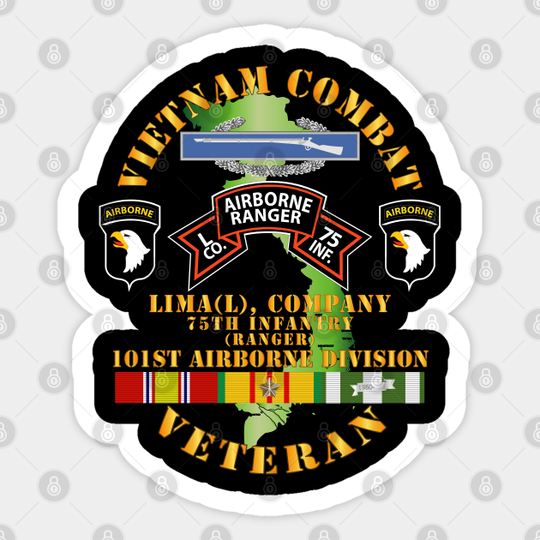 Vietnam Combat Vet - L Co 75th Infantry (Ranger) - 101st Airborne Div SSI - Vietnam Combat Vet L Co 75th Infantry - Sticker