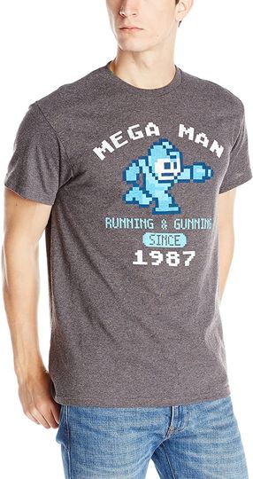 Men's Mega Man Running and Gunning Since 1987 Vintage T-Shirt