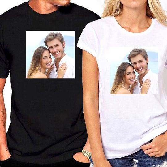 Custom photo T-Shirt Men's Cotton Black & White
