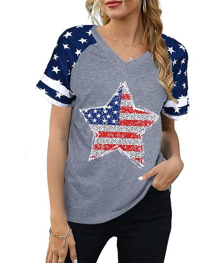 Discover Women's T-Shirt American Flag Stars