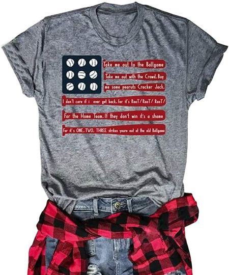 Discover 4th of July T-Shirt Women Baseball Graphic American Flag Summer Short Sleeve Tee Tops
