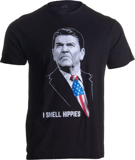 Discover I Smell Hippies | Funny Ronald Reagan Conservative Merica USA Unisex T-Shirt