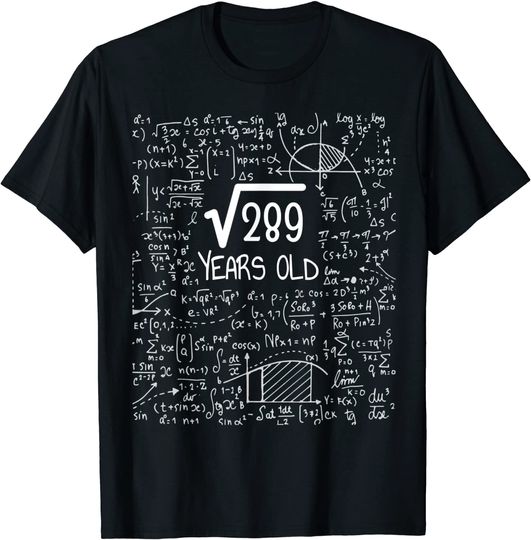 Square Root of 289: 17 Years Old - 17th Birthday T-Shirt