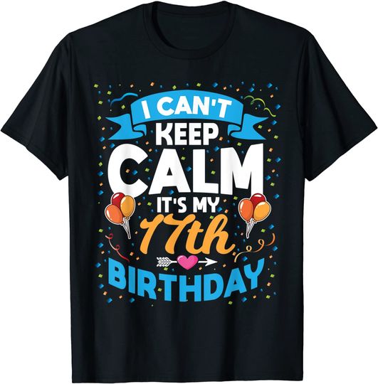 17 Year Old Gift I Can't Keep Calm It's My 17th Birthday T-Shirt