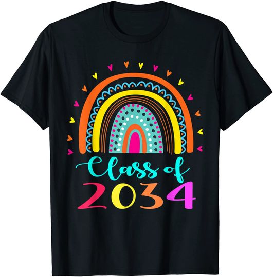 Class Of 2034 Pre-K Graduate Preschool Graduation Rainbow T-Shirt