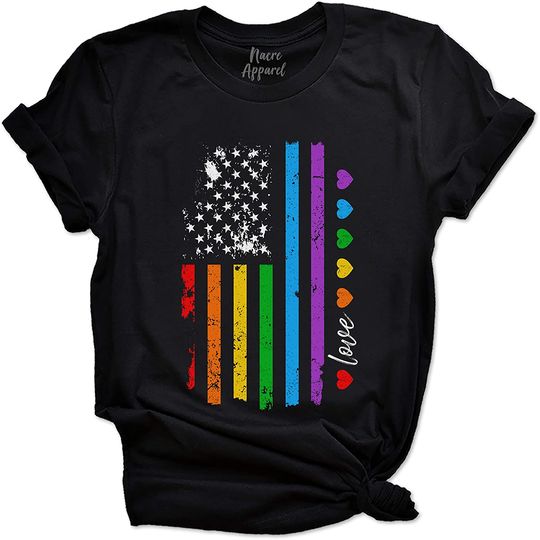 Rainbow American Flag Shirts Gay Pride Tees LGBT Equality Gifts Lesbian Outfits