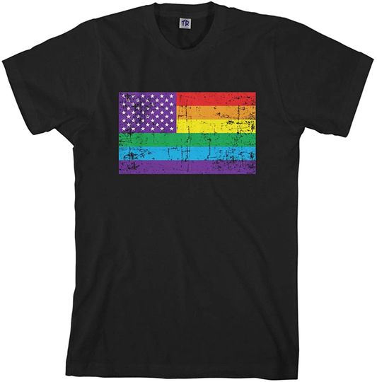 Men's Gay Pride Rainbow American Flag #2 T-Shirt