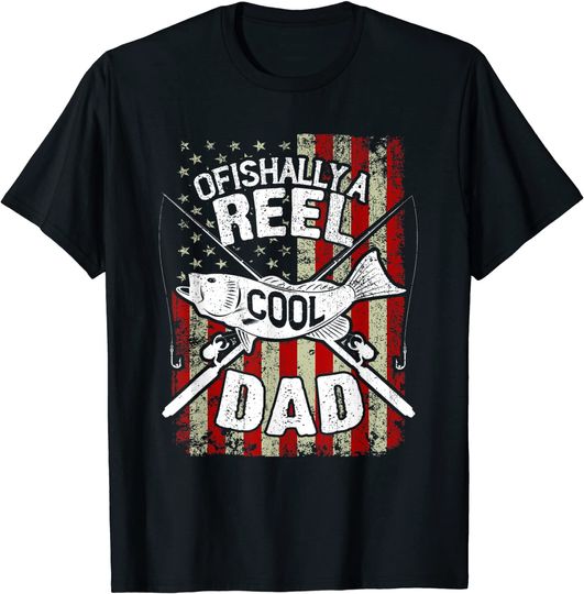 Mens Vintage Ofishally Reel Cool Dad USA Flag Fishing Fisher Man T-Shirt