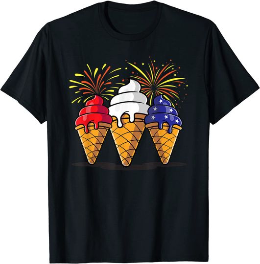 4th of July Patriotic Ice Cream Cones Memorial Day T-Shirt