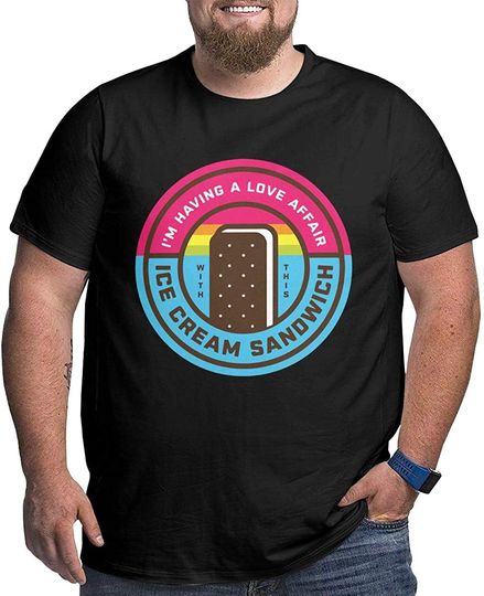 National Ice Cream Sandwich Day Black Mens Over Size Short Sleeve T-Shirts Casual Graphic