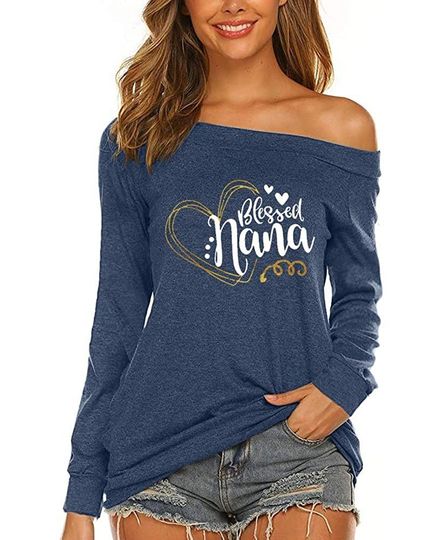 Women Irish St. Patrick's Day Tee Shirt Long Sleeve Off Shoulder Clover Drink Sweatshirt T-Shirt