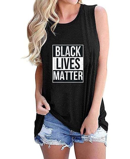 Black Lives Matter T-Shirt Tank Tops with Names of Victims - BLM Shirt Women Tops Vest