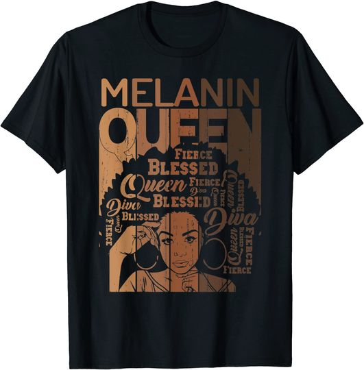 Discover Melanin Queen African American Strong Black Natural Women T-Shirt