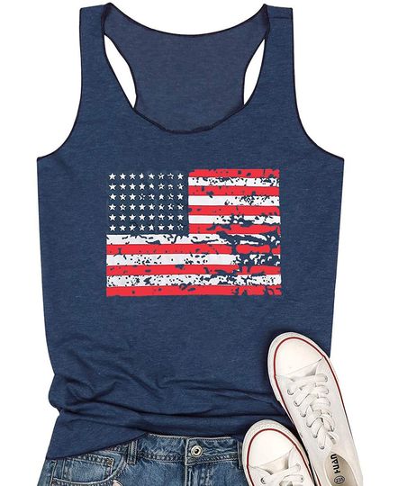 Discover 4th of July Tank Top for Women American Flag USA Tee Patriotic Tank Clothing