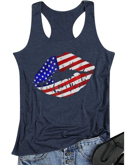 Discover American Flag Tank Top Women 4th of July Patriotic Vest Party Like It's 1776 Independence Day Racerback Tanks