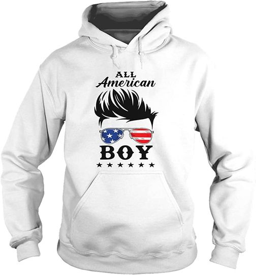 Discover All American Boy 4th Of July Boys Kids Teens Sunglasses Gift WP8 White Hoodie