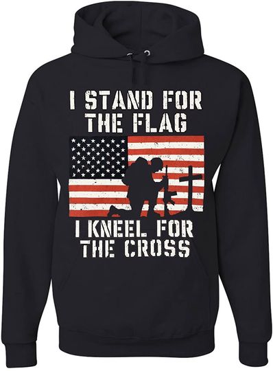 Discover I Stand for The Flag I Kneel for The Cross Hoodie Patriotic Military
