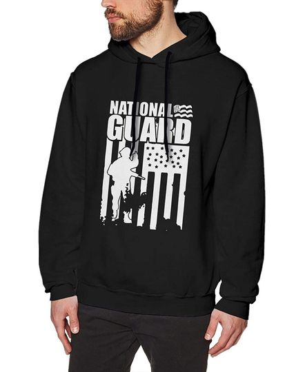 Discover National Guard Patriotic Army American Flag men's Sweatshirt Heavyweight Casual Loose Sweatshirt