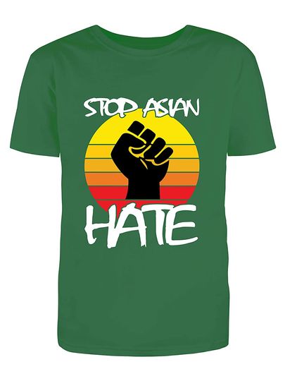 Stop Hate Asian Unisex T Shirt Retro Sunset With Strong Hand